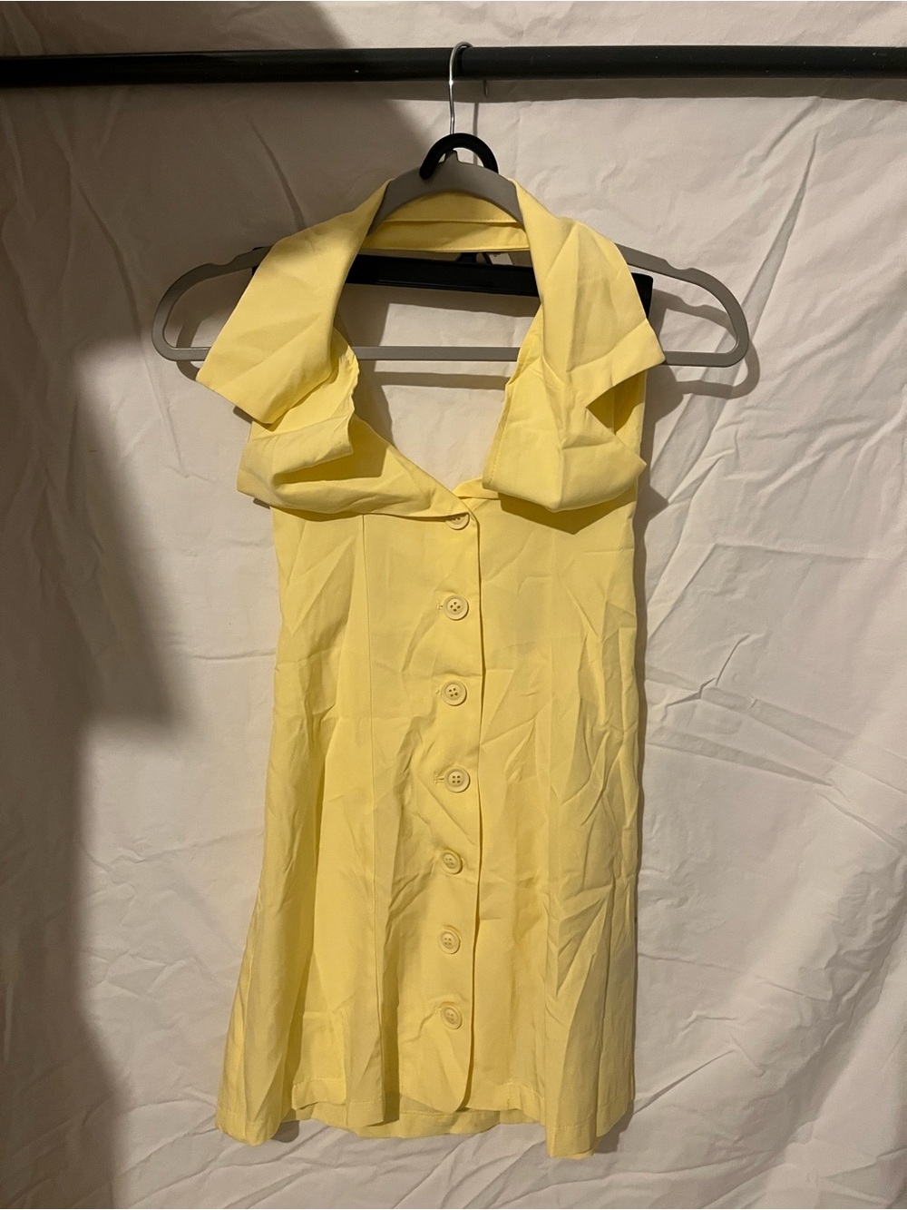 SHEIN Yellow Button-Front Mini Dress